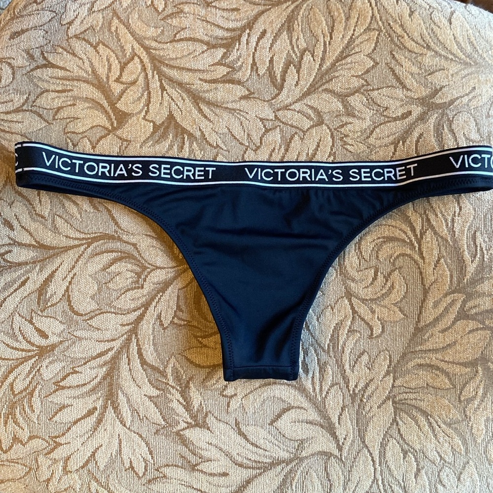 Victoria Secret logo itsy/le style mini bikini bottom black size S/P - Picture 5 of 6
